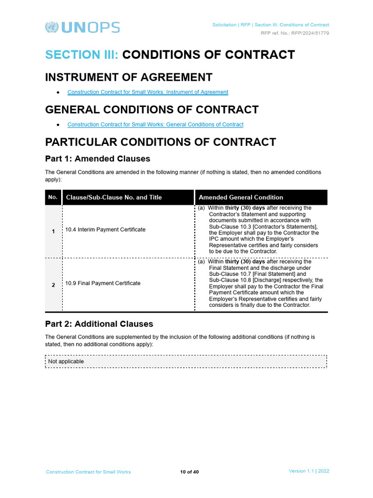 Section III - Conditions of Contract | PDF | Common Law | Legal Documents