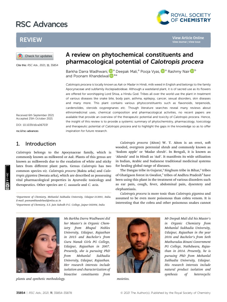 RSC Advances: Review | PDF | Toxicity | Natural Products