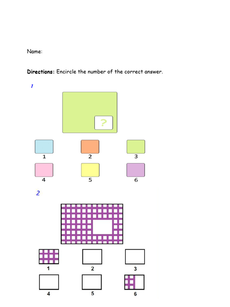 IQ Test For Grade 1 | PDF