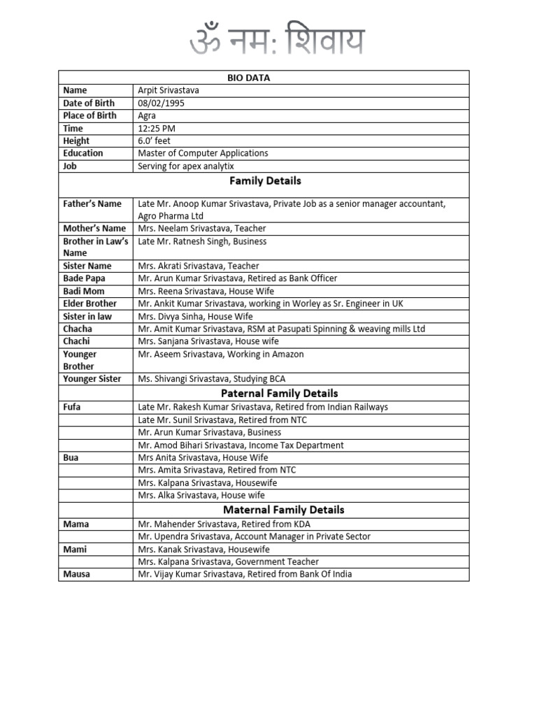 Bio Data | PDF