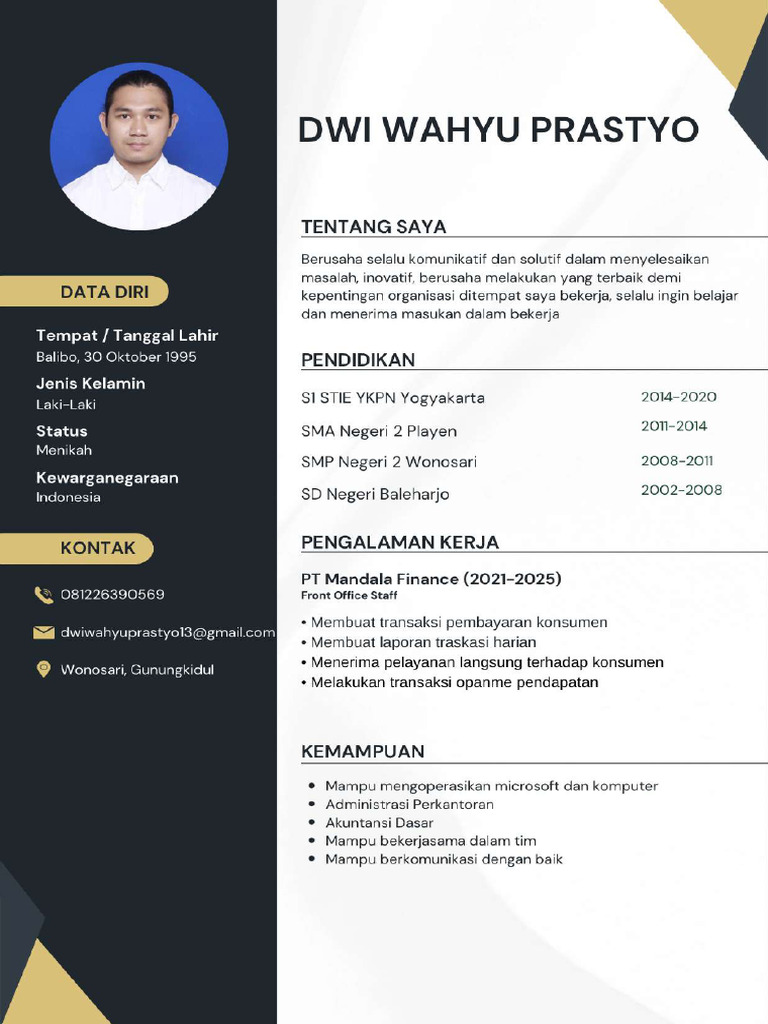 CV Dwi Wahyu 2026 | PDF
