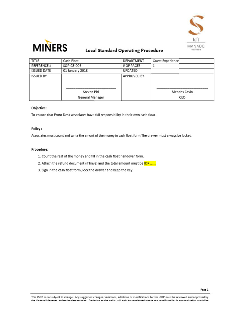 06 Cash Float | PDF