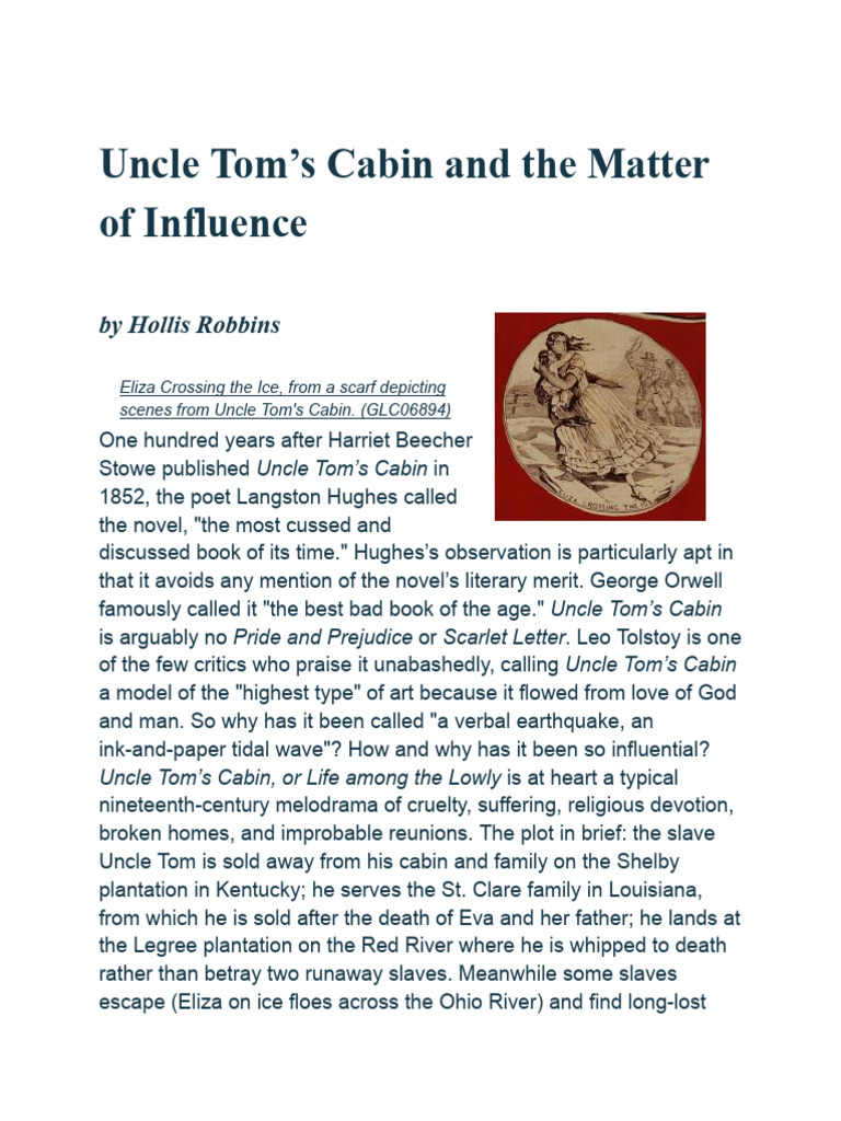 Uncle Toms Cabin and The Matter of Influence | PDF | Uncle Tom's Cabin ...