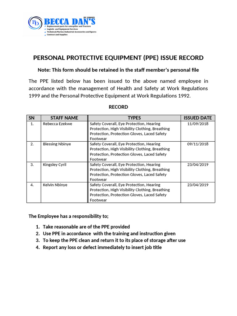Personal Protective Equipment | PDF