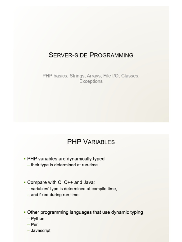 Lecture 4 - PHP2 - Language Basics | PDF | Php | Variable (Computer ...