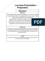 English Lacrosse Presentation - Preparation: Structure