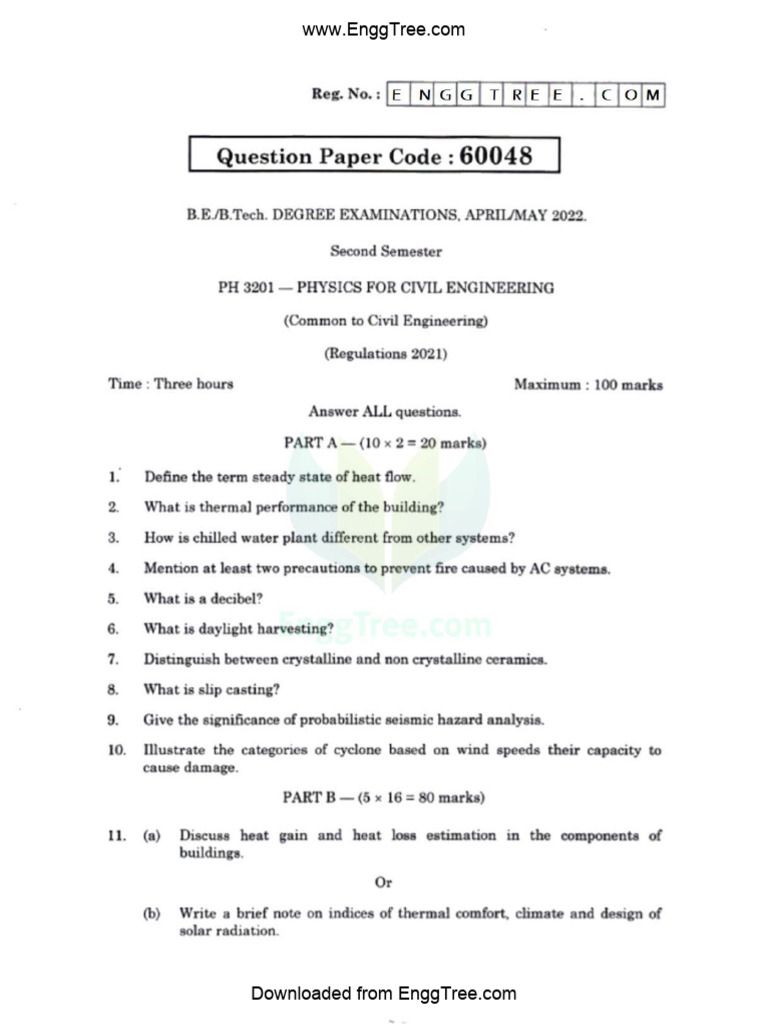 PH3201 Physics For Civil Engineering Apr May 2022 Question Paper ...