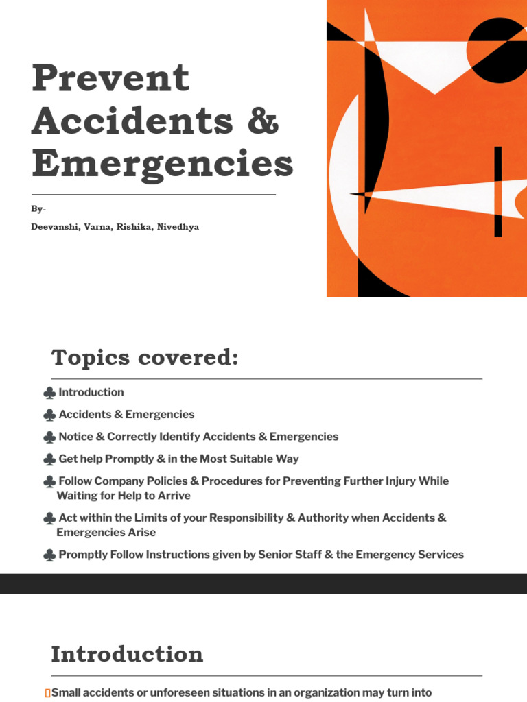 Prevent Accidents & Emergencies - IT Slides | PDF | Emergency ...