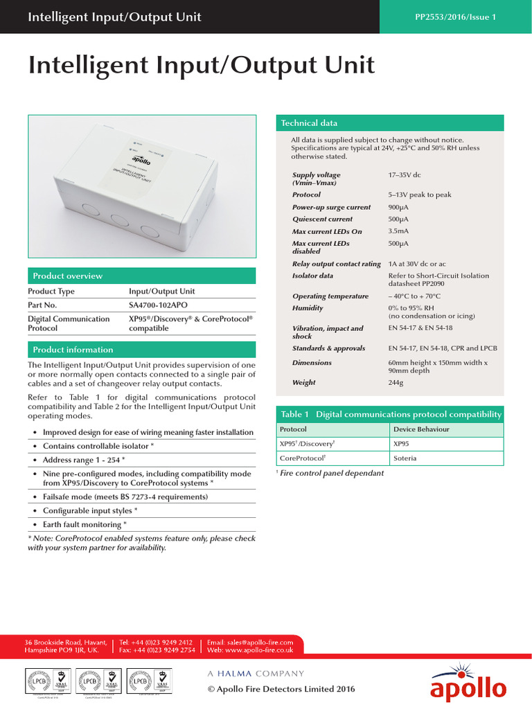 Apollo Addressable Control Module Sa4700 102apo | PDF | Relay | Light ...