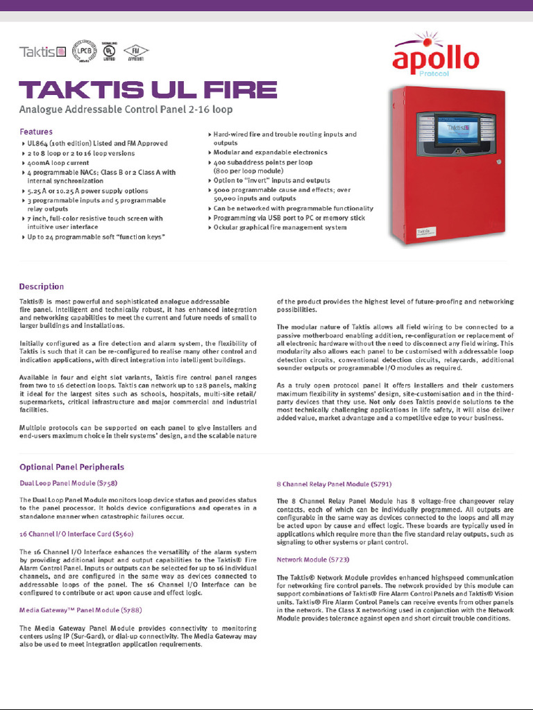 XP 95 Apollo Addressable Fire Alarm Systems | PDF