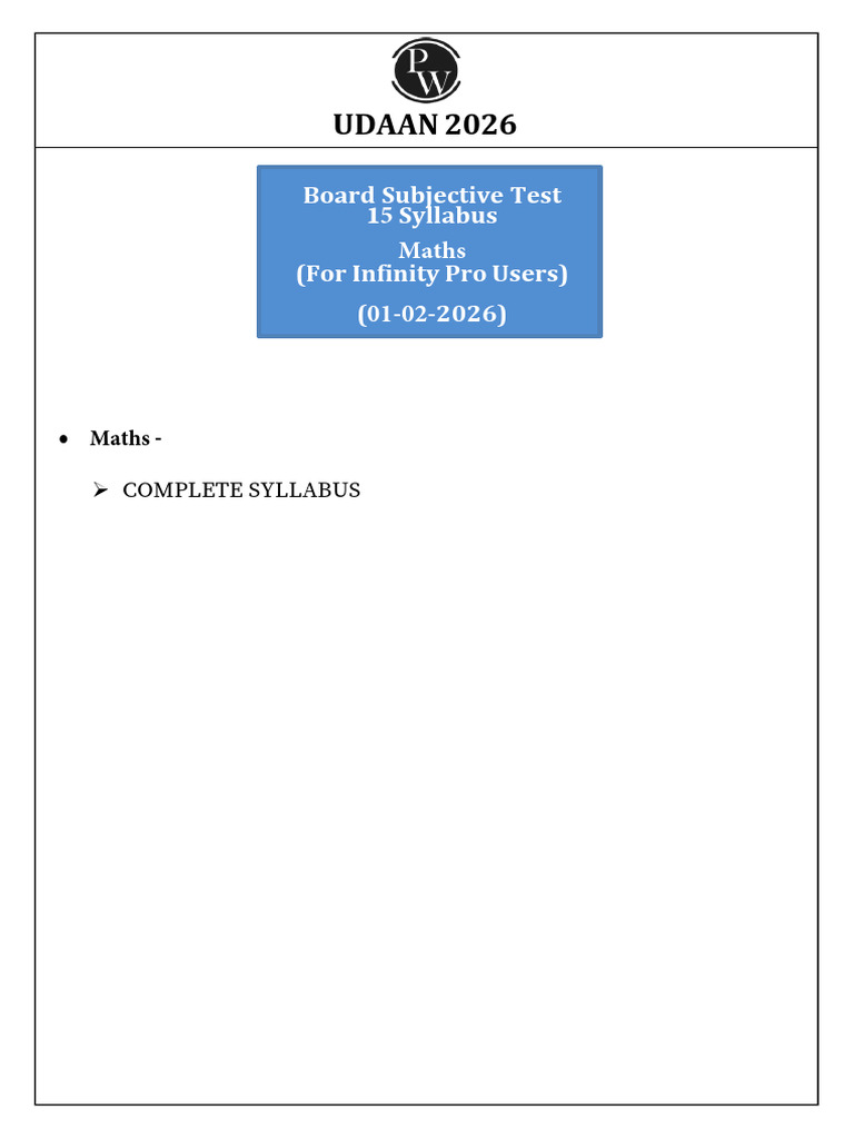 Board Subjective Test 15 - Test Syllabus (For Infinity Pro Users) | PDF