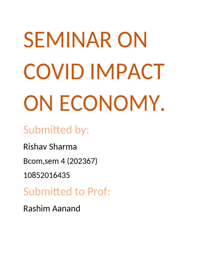 Seminar On Covid Impact On Economy | PDF | Government Budget Balance ...