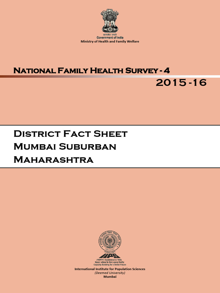 NFHS-4 DistFact Maharashtra Mumbai Suburban MH FactSheet 518 Mumbai ...