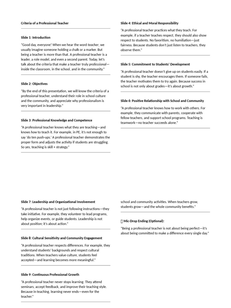 My Script For Navarrete's Report | PDF | Teachers | Leadership