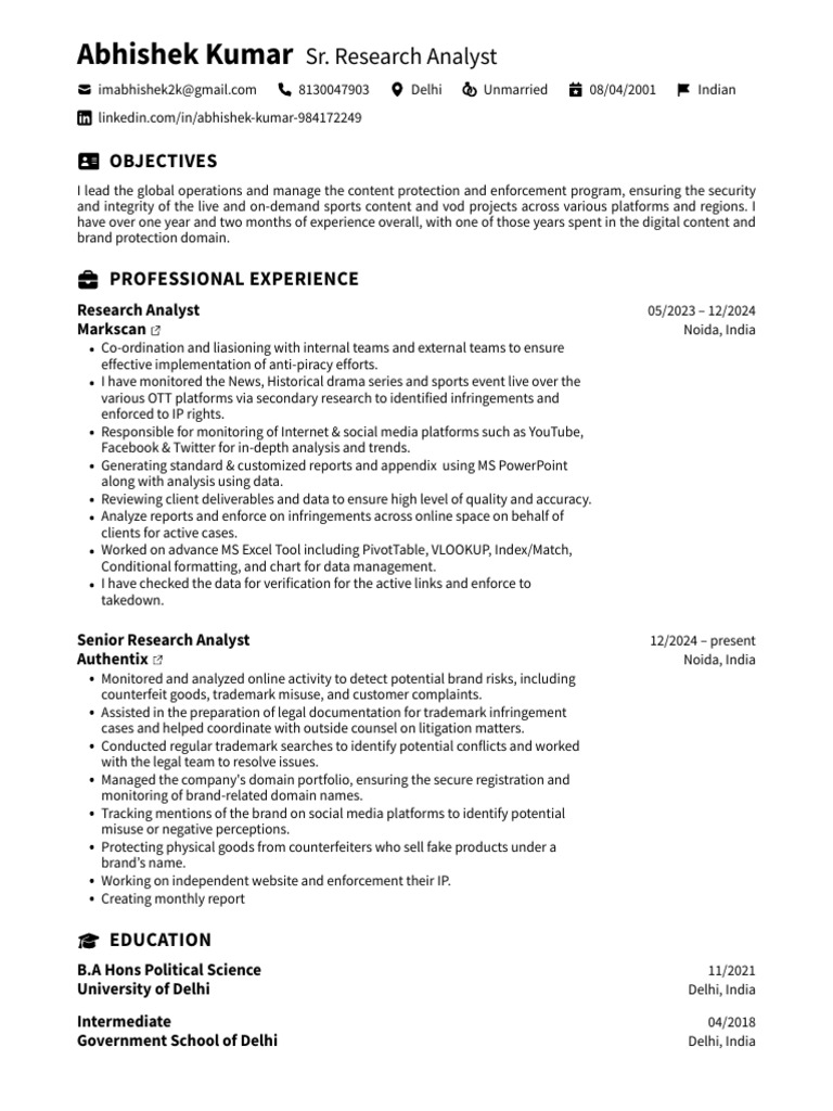 Abhishek Kumar FlowCV Resume 20260129 | PDF | Brand | Copyright ...