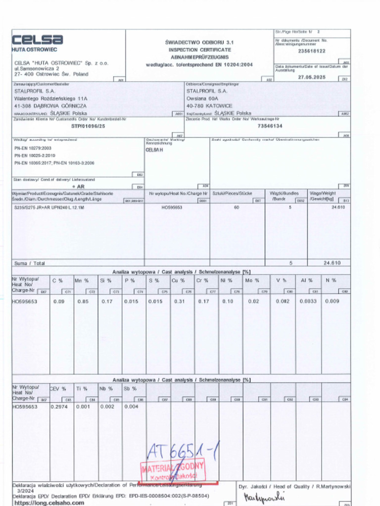 At 6651 Upn240 S235JR | PDF
