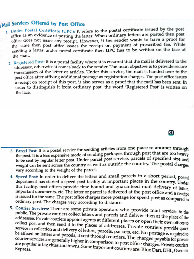 Postal Services | PDF