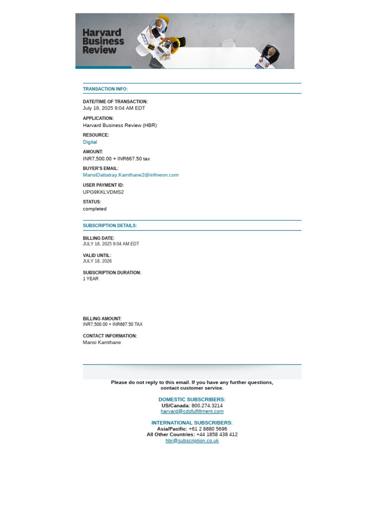 Harvard Business Review HBR Transaction | PDF