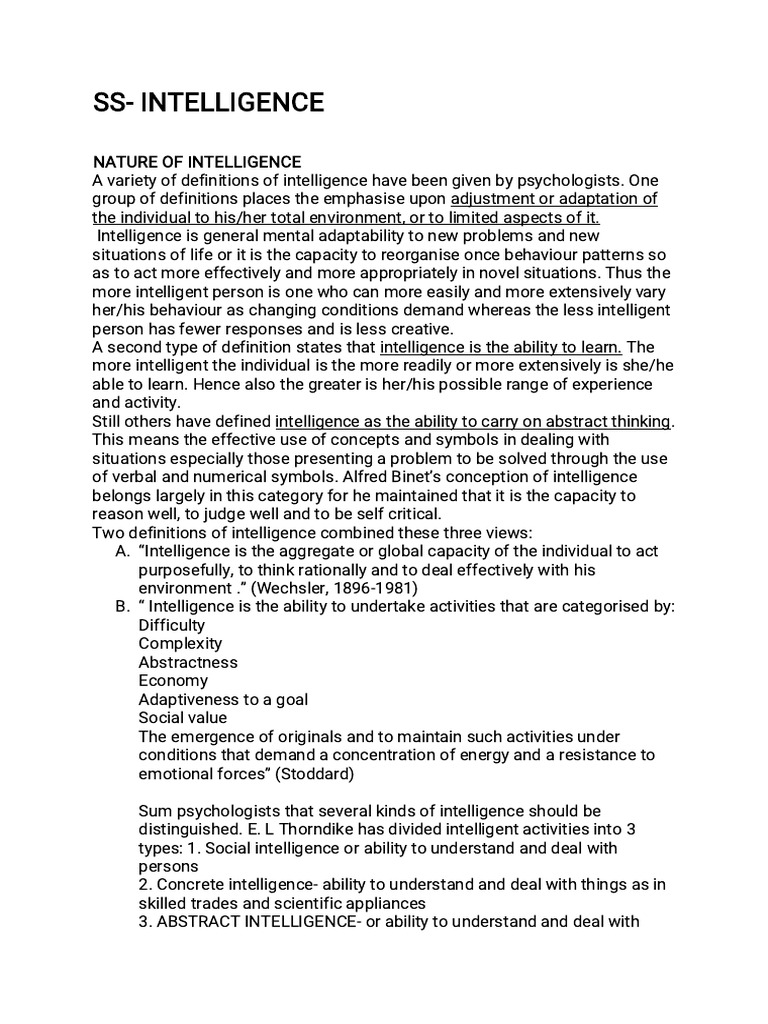 Intelligence Unit1 DSC 4 | PDF | Intelligence | Intelligence Quotient