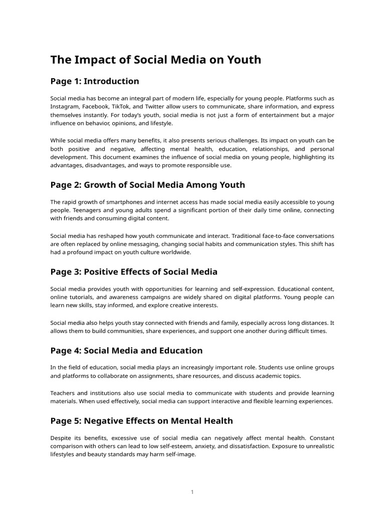 The Impact of Social Media On Youth | PDF | Social Media | Popular ...