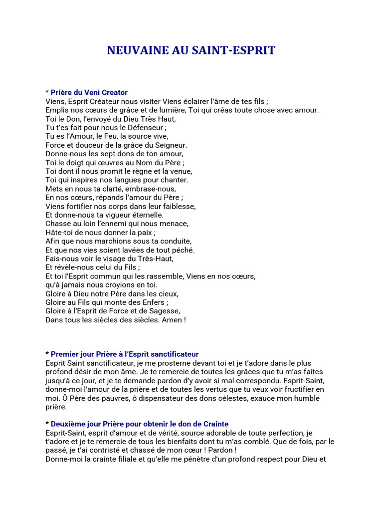 Neuvaine Au Saint | PDF | Saint-Esprit | Dieu