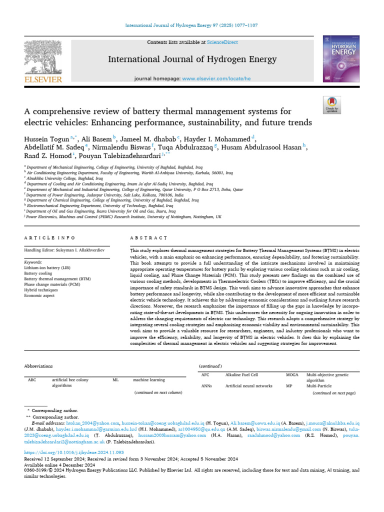 A Comprehensive Review of Battery Thermal Management Systems For | PDF ...