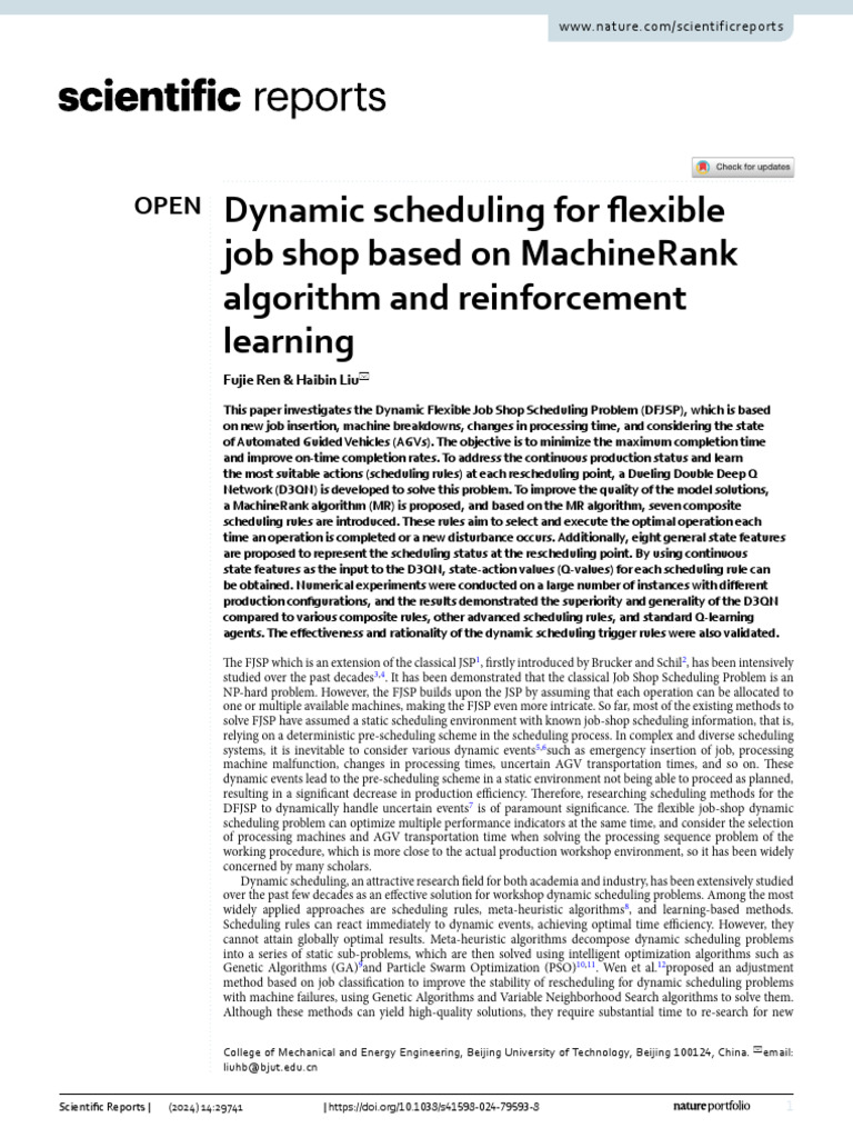 Dynamic Scheduling For Flexible Job Shop Based On MachineRank Algorithm ...