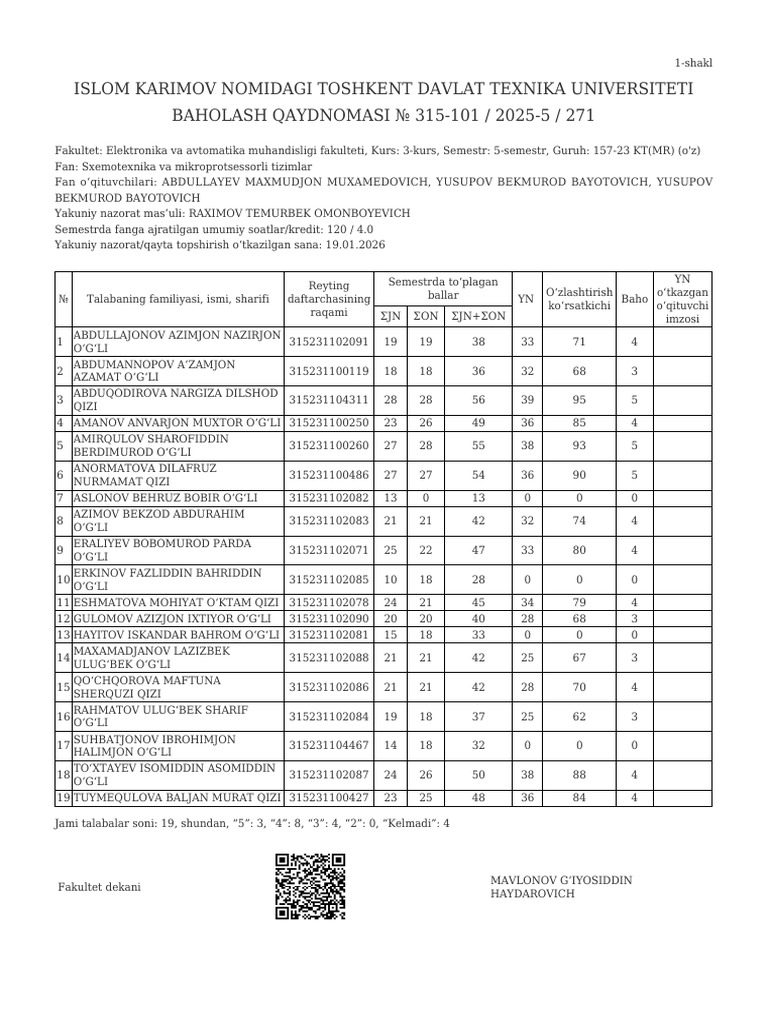 2613 Sxemotexnika Va Mikroprotsessorli Tizimlar 15 | PDF