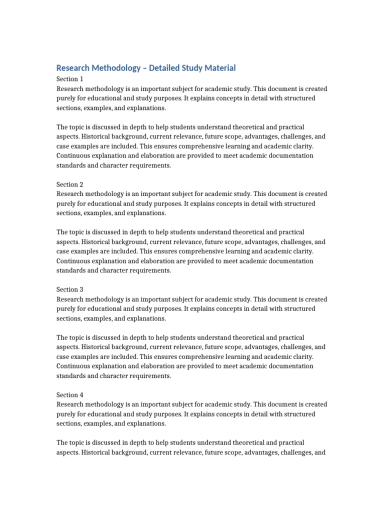 Research Methodology Study 10pages | PDF | Methodology | Documentation