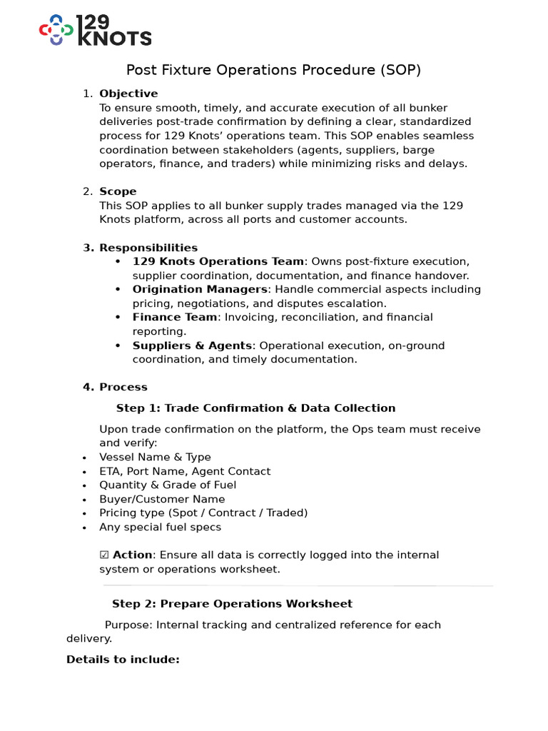 Post Fixture Operations Procedure | PDF | Procurement | Invoice
