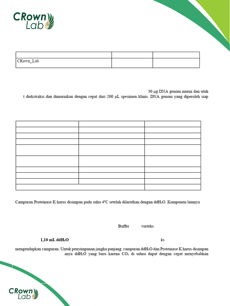 D3 IFU (Ind) CRown - Lab® DNA Extraction Kit Rev1 | PDF
