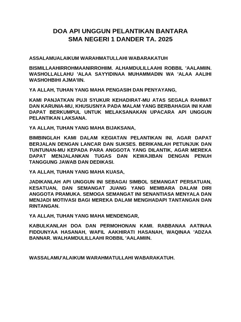 Doa API Unggun PPTP 2024 | PDF