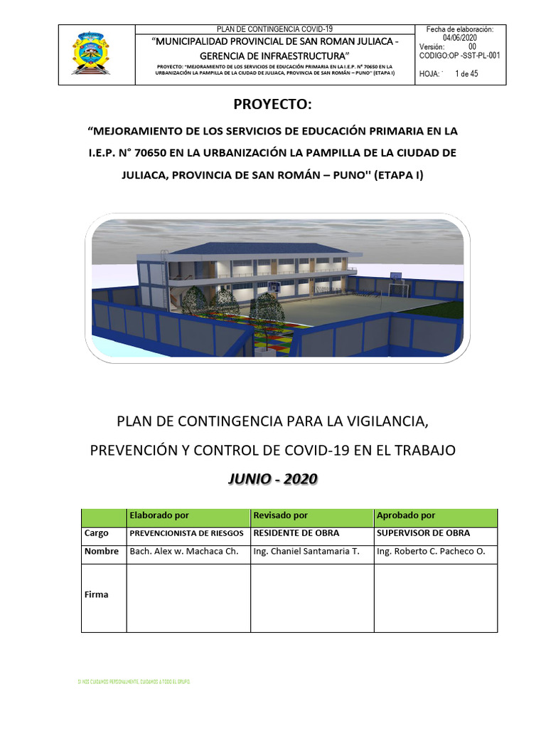 Plan de Contingencia Covid-19 Obra Pampilla Final | PDF | Ciencias de ...