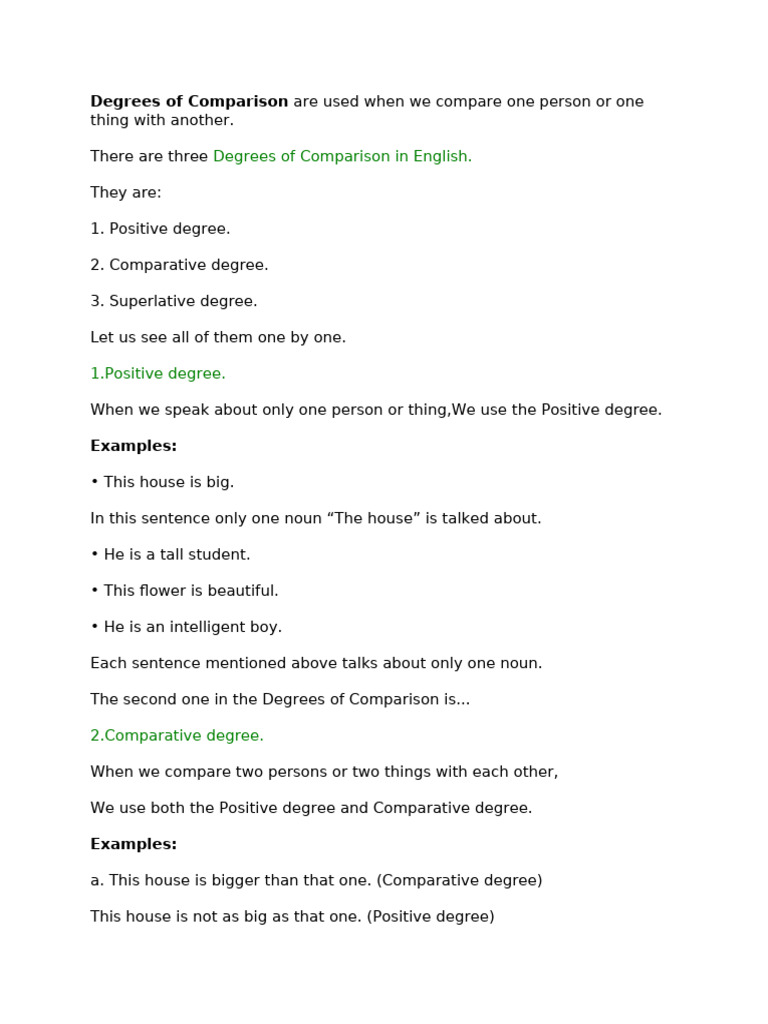 Degrees of Comparison | PDF | Language Mechanics | Languages