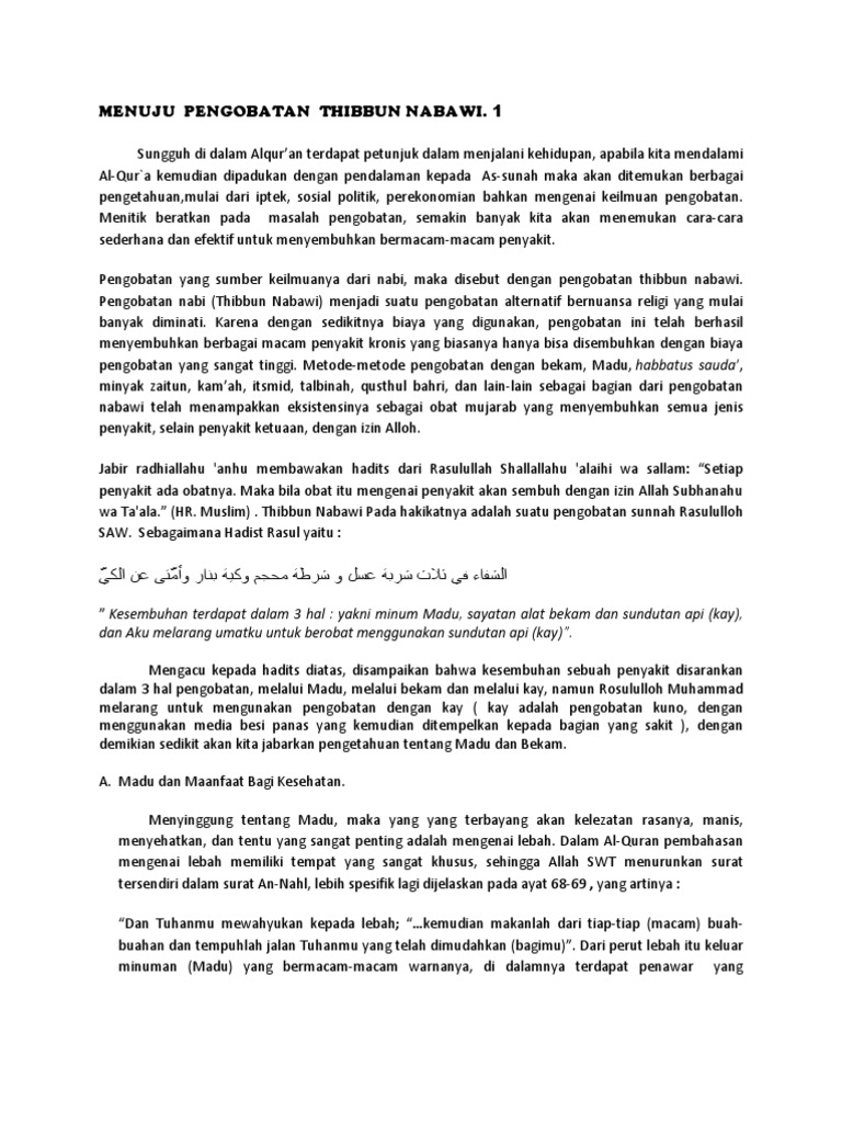 Menuju Pengobatan Thibbun Nabawi  PDF