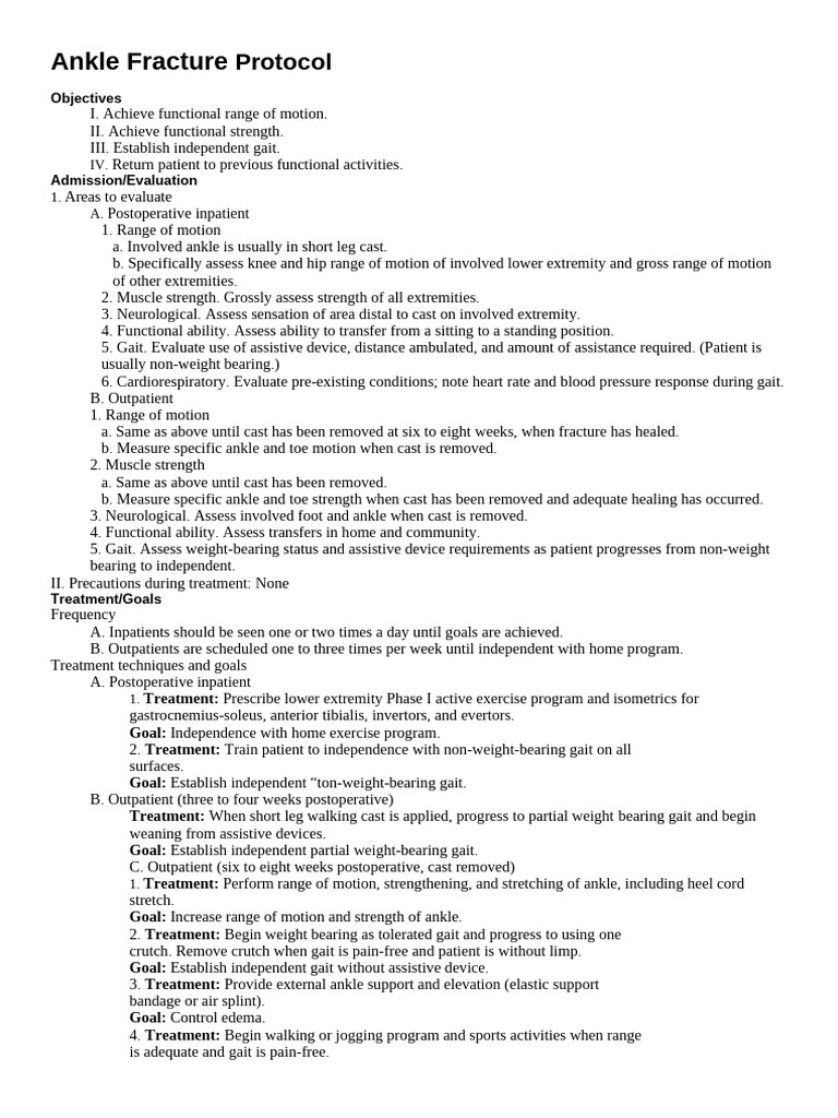 Ankle Fracture Protocol | PDF | Anatomical Terms Of Motion | Ankle
