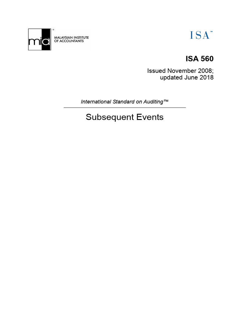 Isa 560 | PDF | Auditor's Report | Audit
