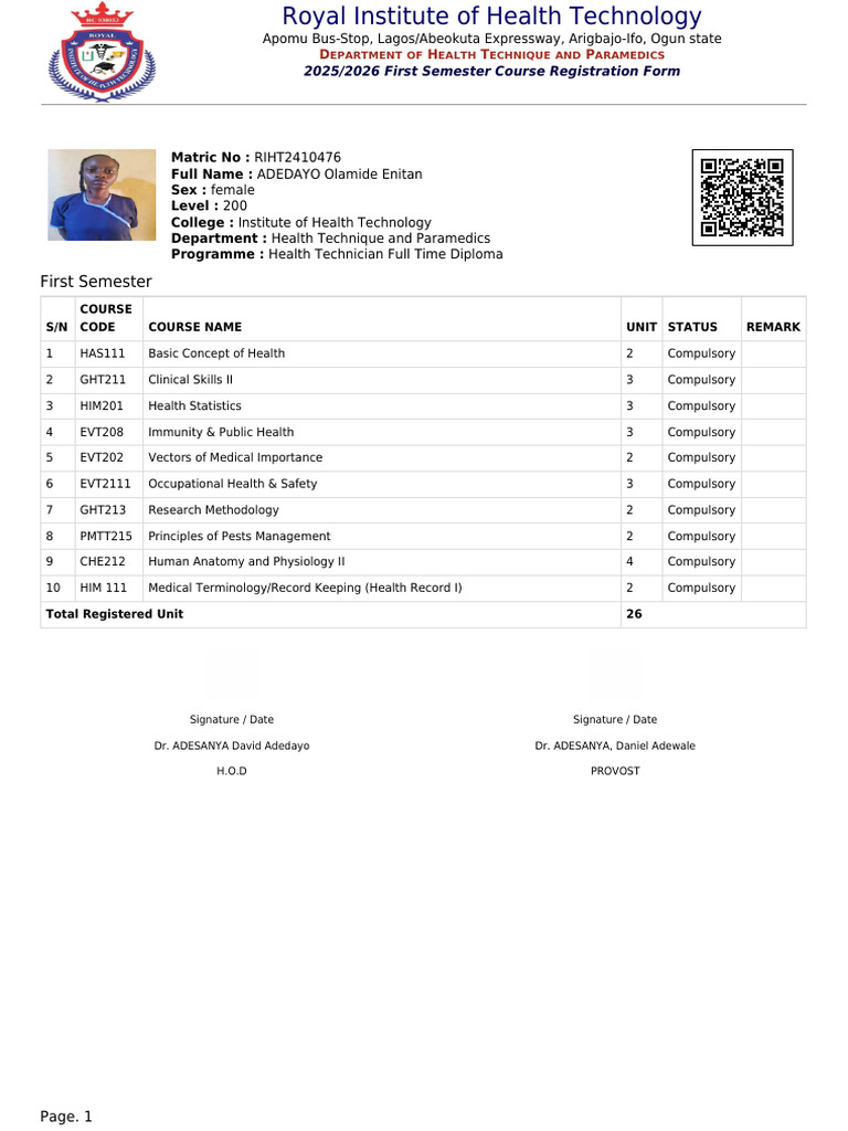 Course Registration Form | PDF