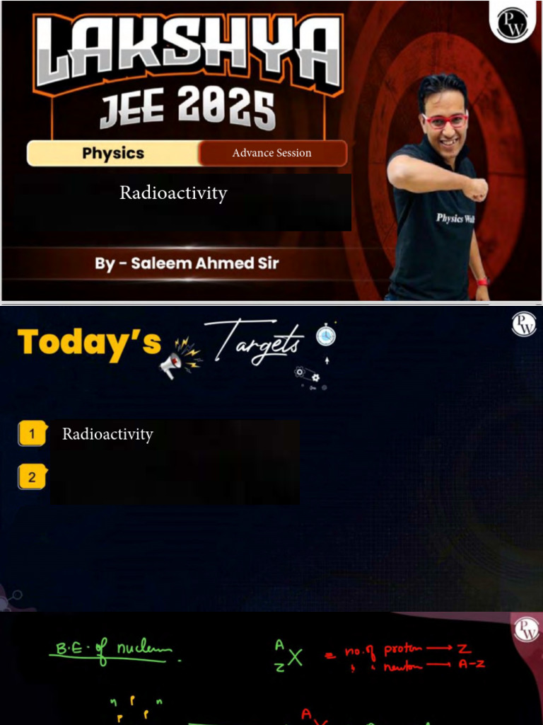 Advance Session Radioactivity Class Notes Lakshya JEE 2025 | PDF