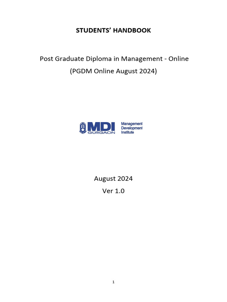 Students Handbook PGDM Online - IV | PDF