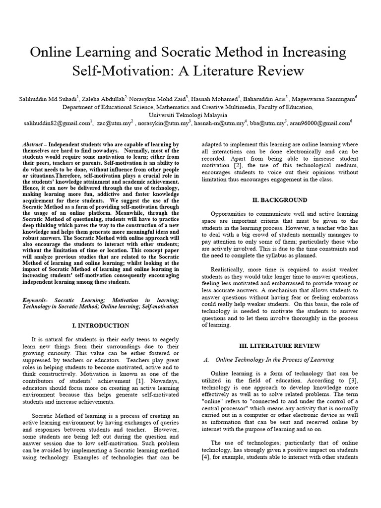 Online Learning and Socratic Method in I | PDF | Educational Technology ...