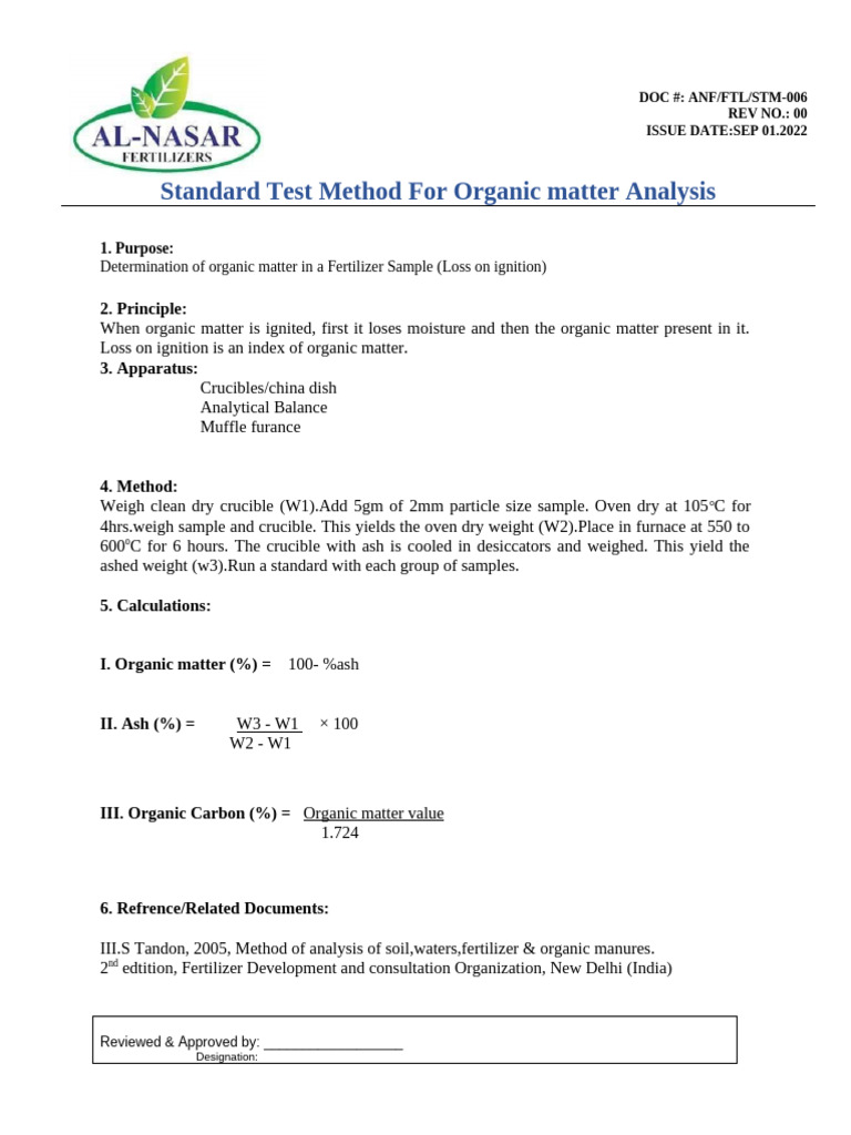 Organic Matter Test Method | PDF
