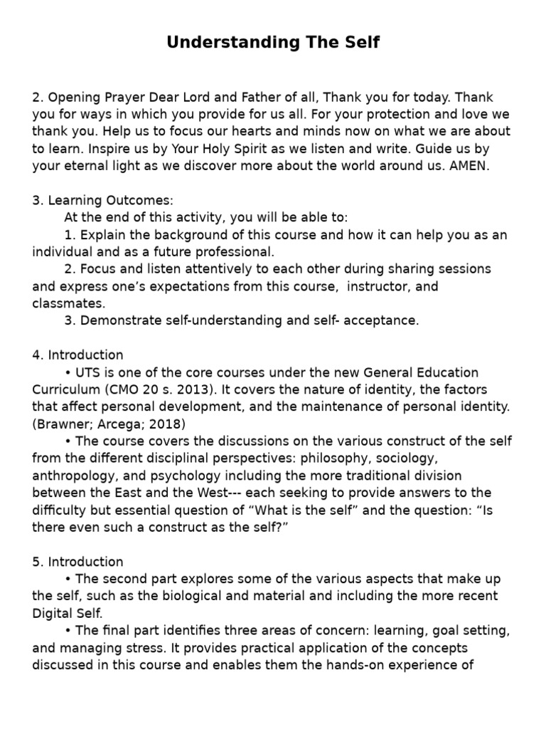 Understanding The Self | PDF | Soul | Philosophy Of Self