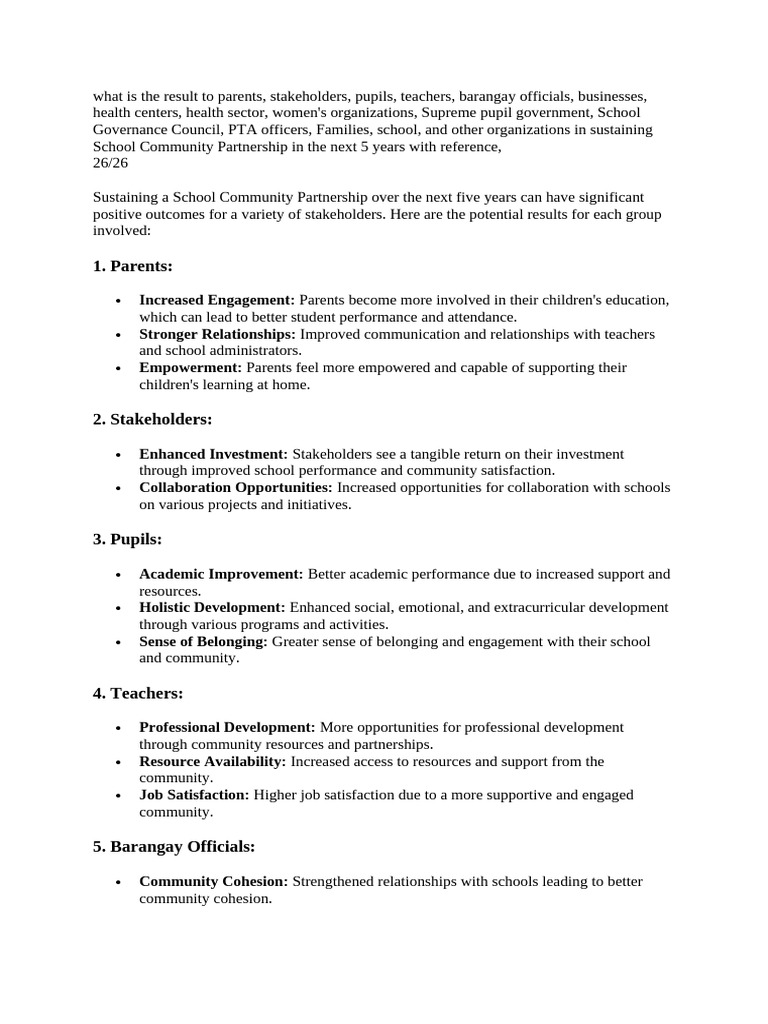 How School Community Partnership | PDF | Sustainability | Governance