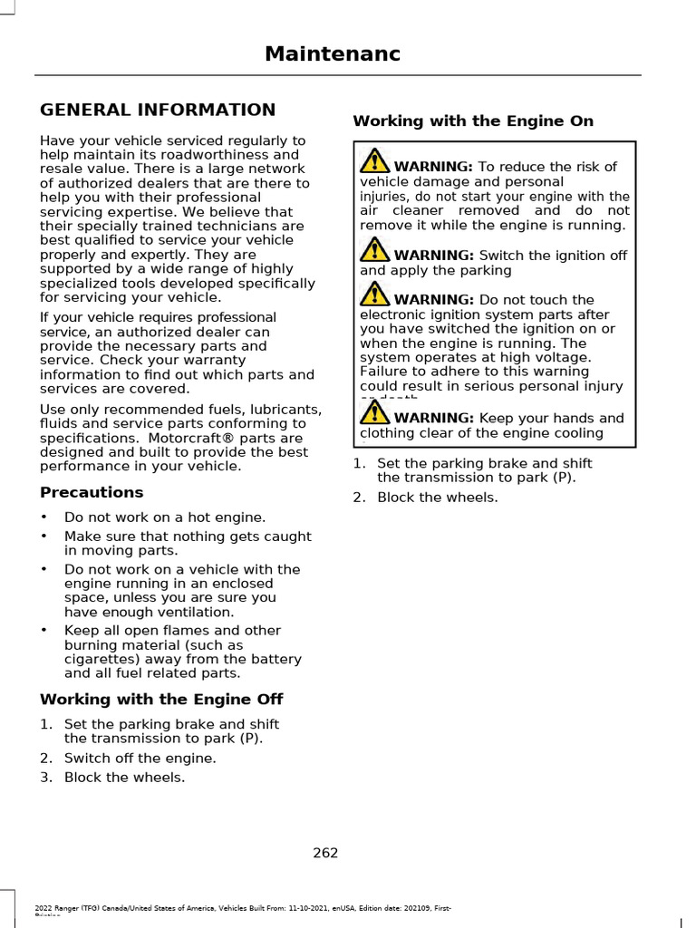 2022 Ford Ranger Maintenance | PDF | Coolant | Mechanical Engineering