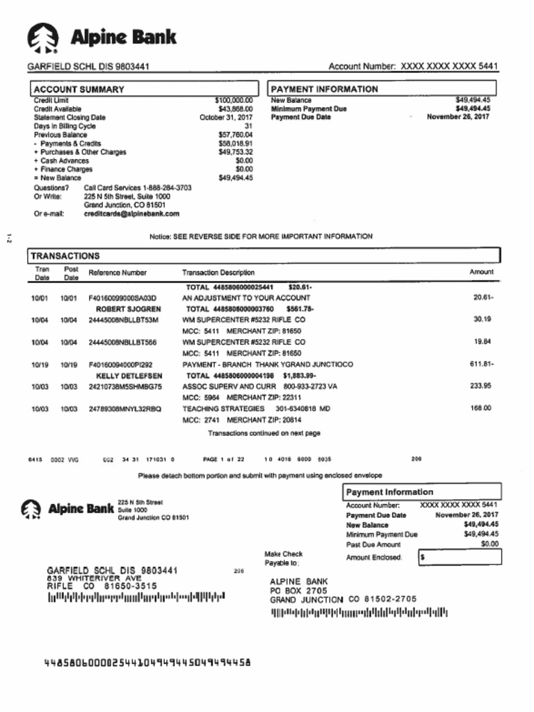 October Alpine Bank | PDF