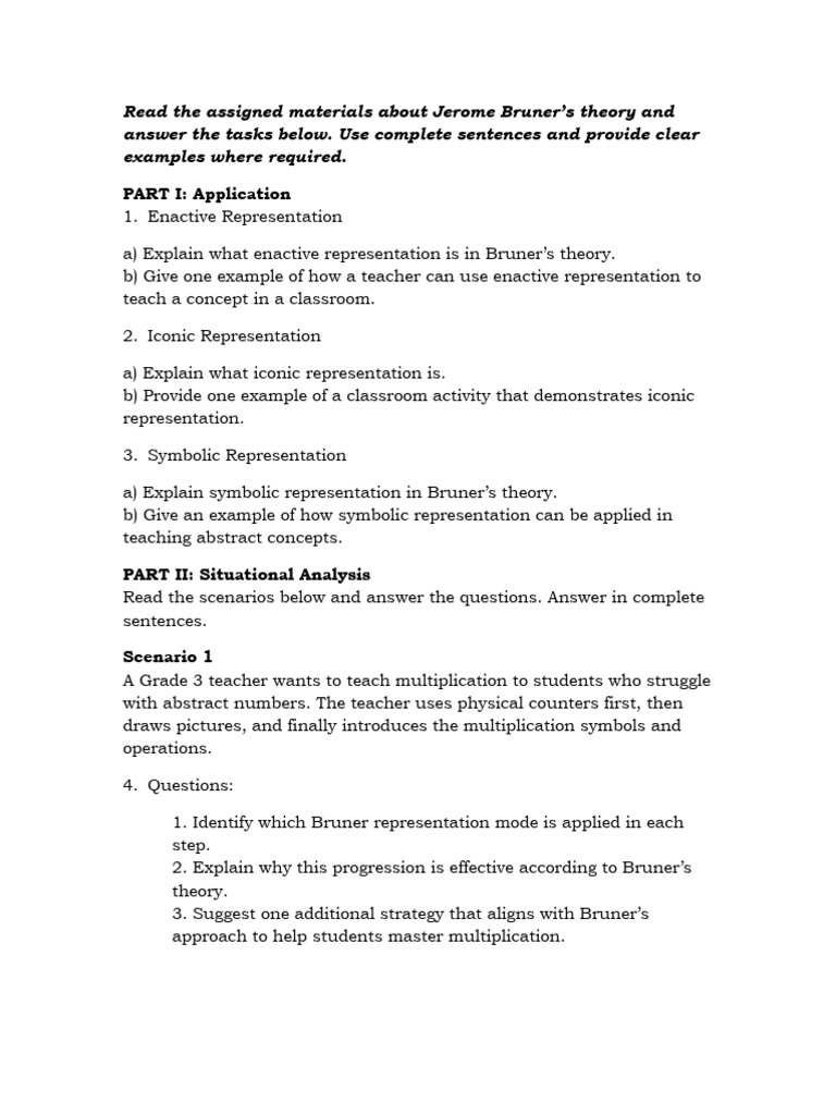 Bruner Theory Child Development | PDF