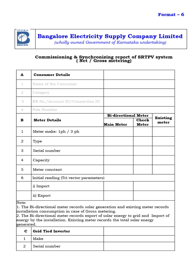 6 Format 6 Commissioning Synchronizing Report 1 | PDF | Electrical Grid ...