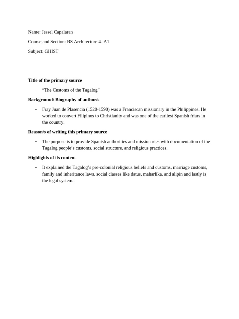 Customs of The Tagalog | PDF