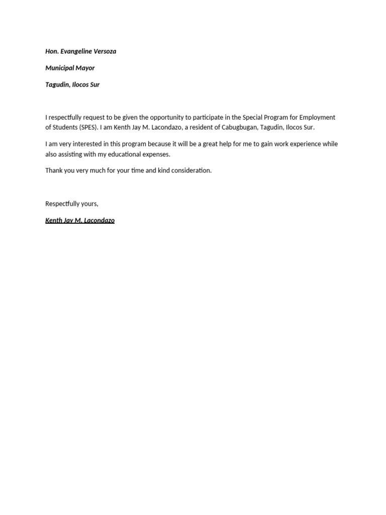 Letter For SPES | PDF